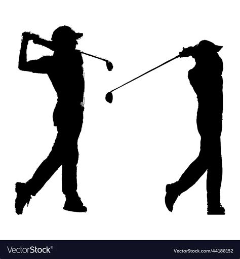 Golf Player Silhouette Golfers Silhouette Vector Image