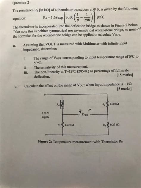 Solved Question The Resistance Re In K Of A Thermistor Chegg