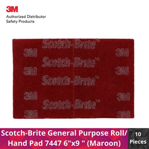 Scotch Brite General Purpose Hand Pad 7447 Maroon 6 X 9 10 Pieces