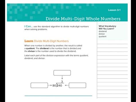 Lesson Divide Multi Digit Whole Numbers Mathematics Grade Youtube