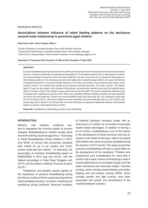 Pdf Associations Between Influence Of Infant Feeding Patterns On The