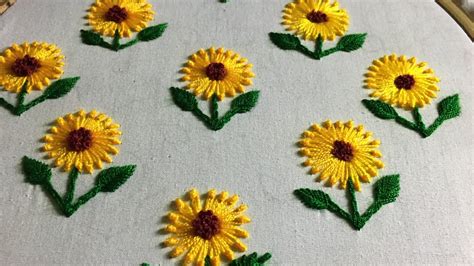 Hand Embroideryall Over Design For Dress Sunflower Stitch Nakshi Design Art Youtube