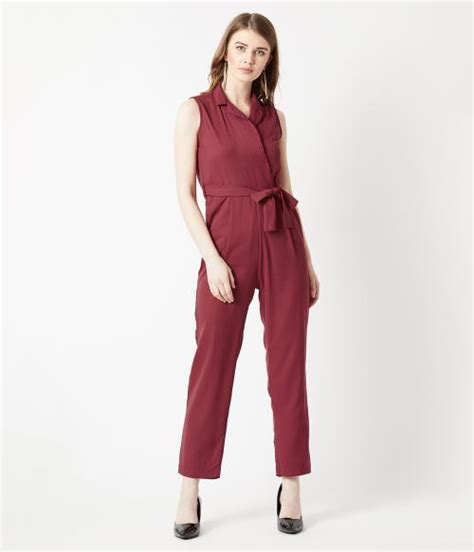 Buy Miss Chase Women Maroon Solid Crepe Single Jumpsuit Online At Best Prices In India Jiomart