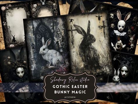 Gothic Easter Bunny Junk Journal Pages Gothic Collage Sheet