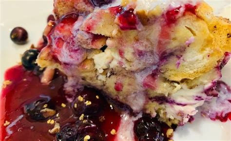 Blueberry Cream Cheese Bread Pudding A La Mode - The Tasty Travelers