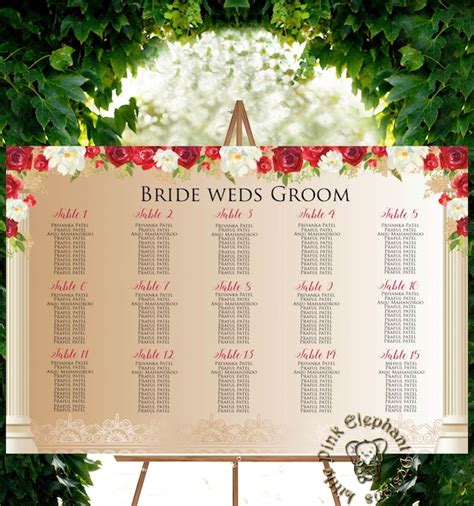 Hindu Wedding Seating Chart Template As Guest Table Plan Etsy