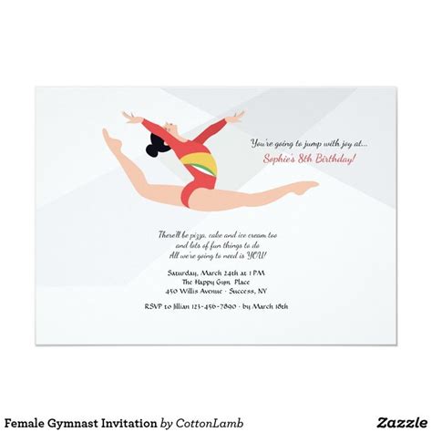 Female Gymnast Invitation Zazzle Female Gymnast Invitations