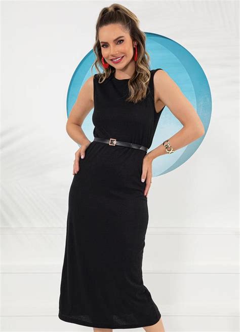 Vestido Preto Em Canelado Rosalie