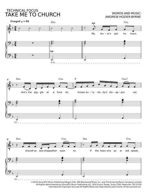 Take Me To Church Hozier Sheet Music For Piano Synthesizer Mixed Duet