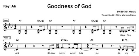 Goodness Of God 악보 주님의 선하심 Bethel Music 벧엘 뮤직 네이버 블로그