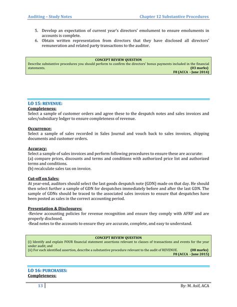 Substantive Procedures Auditing Study Notes Pdf