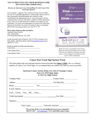 Fillable Online Relay Acsevents Cancer Fact Track Sign Sponsor Form