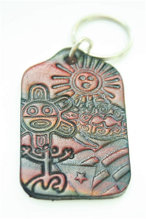 Items Similar To Puerto Rico Taino Indian Symbols Leather Key Chain