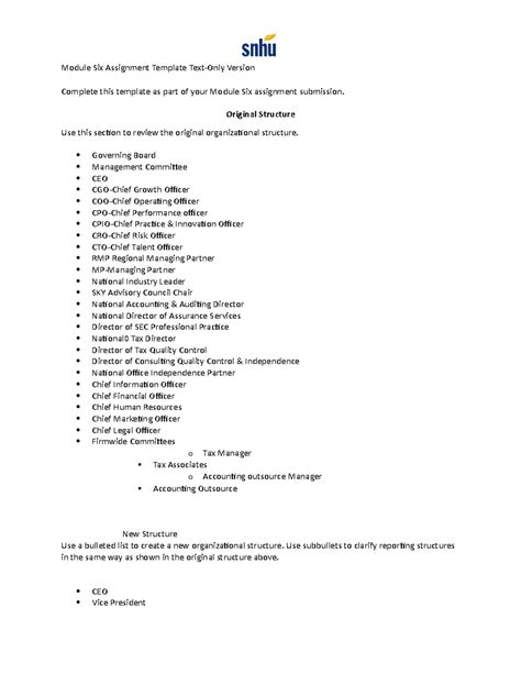 Bus Module Six Assignment Template Text Only Version Module Six