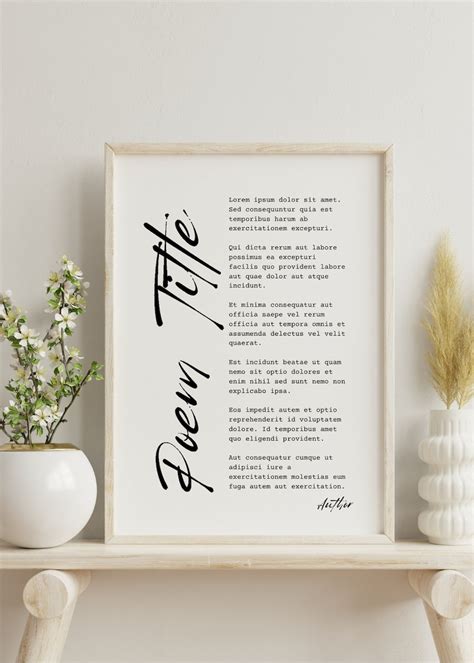 Personalized Poem Poster Custom Poem Art Minimalist Poem Print