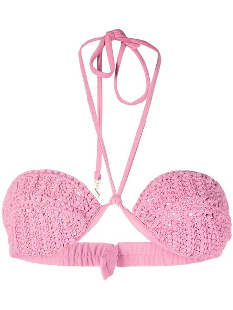 Buy THE MANNEI Rio Crochet Knit Bikini Top Pink At Off Editorialist