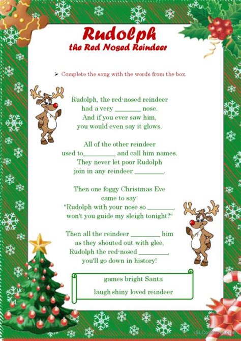 Rudolph English Esl Worksheets Pdf Doc