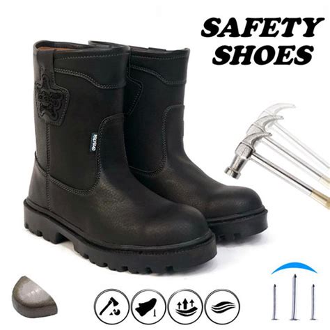 Promo Sepatu Safety Ujung Besi Boots Tinggi M Original Kulit