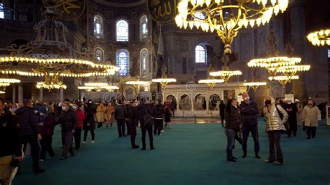 Tourists Visiting Hagia Sophia Mosque Istanbul Turkey Stock Video