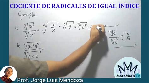 Cociente De Radicales De Igual Ndice Youtube