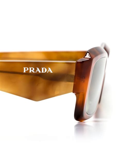 Prada Eyewear Symbole Rectangle Frame Sunglasses Brown Farfetch Uk