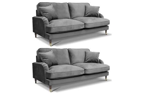 Rupert Grey Velvet 33 Seater Sofa Set Furnitureinstore