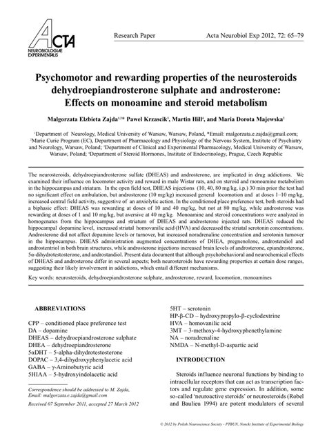 (PDF) Psychomotor and rewarding properties of the neurosteroids ...