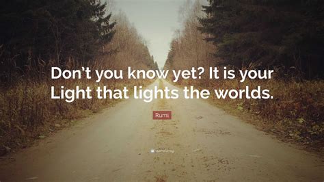 Rumi Quote Dont You Know Yet It Is Your Light That Lights The Worlds