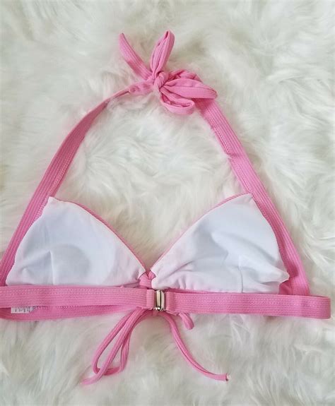 ZAFUL Texture Rib Pink High Cut Cheeky 2 Piece Tie Halter Bikini