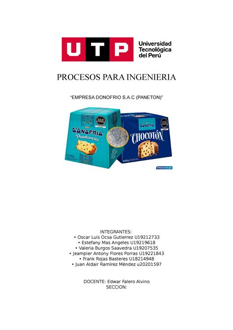 Tercer Avance Procesos PROCESOS PARA INGENIERIA EMPRESA DONOFRIO S A