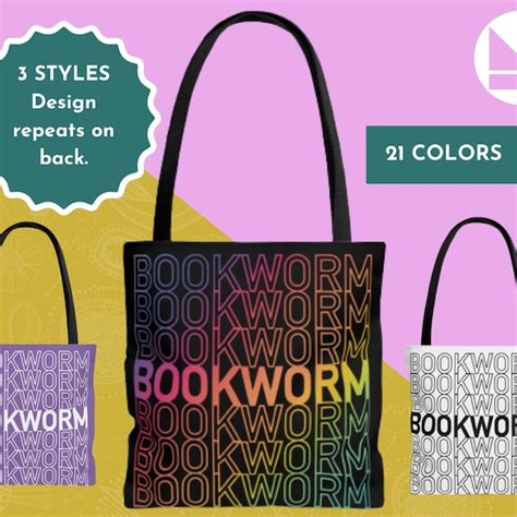 Book Worm Tote Bag Etsy