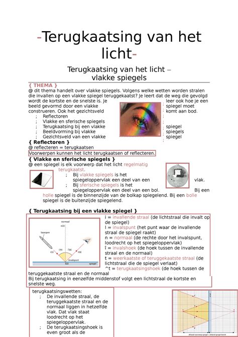 Thema 3 Terugkaatsing Van Het Licht Terugkaatsing Van Het Licht