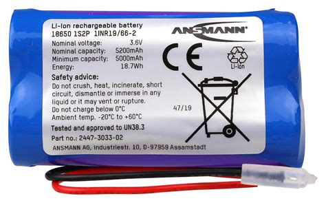 2447 3033 02 Ansmann Rechargeable Battery 3 6 V Lithium Ion