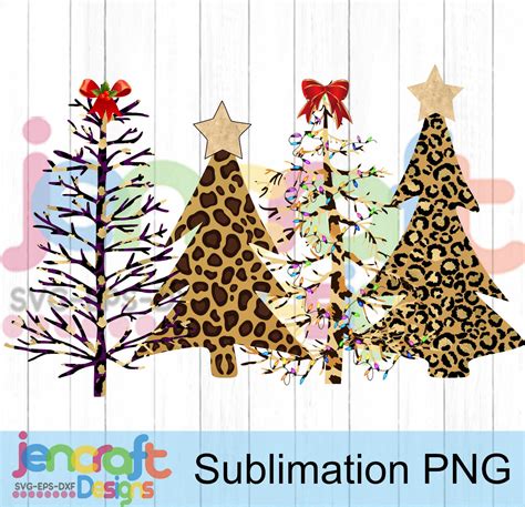 Christmas Shirt Design Christmas Tree Clipart Merry Bright Leopard