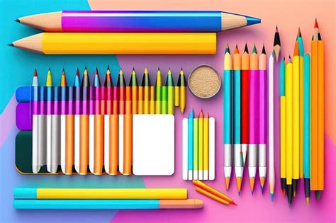 Premium AI Image | School supplies flat lay