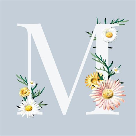 M Psd Floral Alphabet Font Premium Image By Rawpixel Sasi