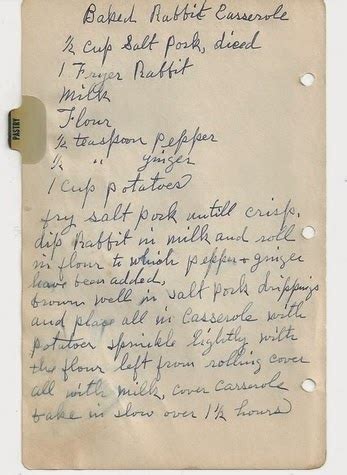 Lost American Recipes: Gingered Rabbit Casserole (1938)