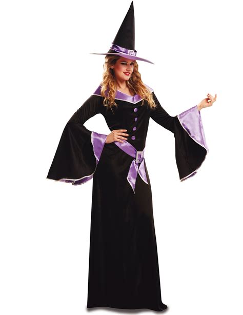 Hexen Kost M F R Damen Halloween Verkleidung Schwarz Lila Kost Me F R