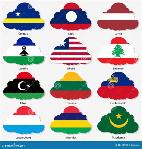 Set Flags of World Sovereign States in Form Stock Vector - Illustration of isolated, lithuania ...