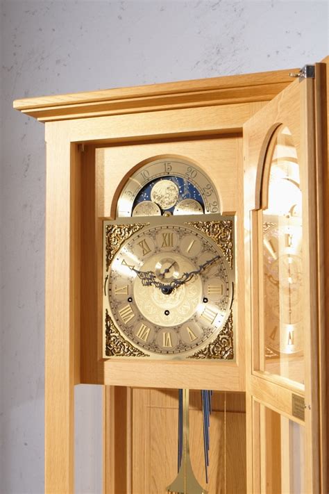 Handmade Modern German Grandfather Clock Of Solid Oak Lepper Germany