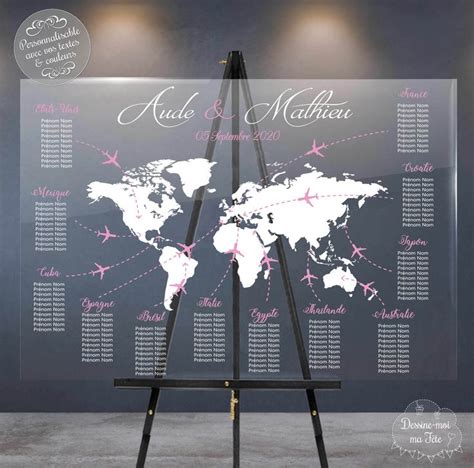 Plan De Table Mariage Plexiglas Transparent Voyage Carte Du Monde