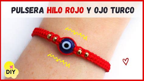 Pulsera de HILO ROJO con OJO TURCO tejida en MACRAMÉ FÁCIL y bonita