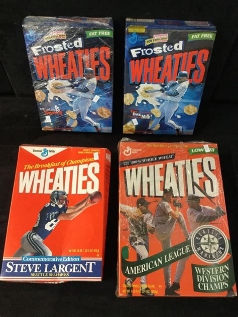 Lot - 4 vintage Wheaties cereal boxes w/ Steve Largent, Alex rodriquez ...