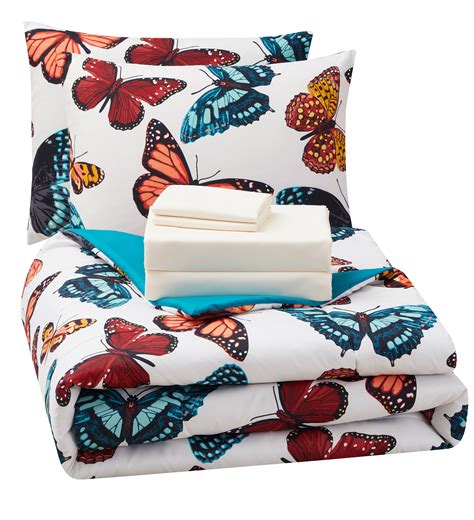 Mainstays 7 Piece Reversible Butterfly Bed In A Bag Comforter Set With Sheets King