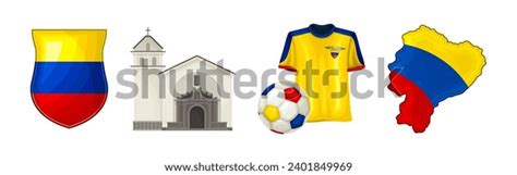 Different Ecuador Objects National Symbols Vector Stock Vector Royalty