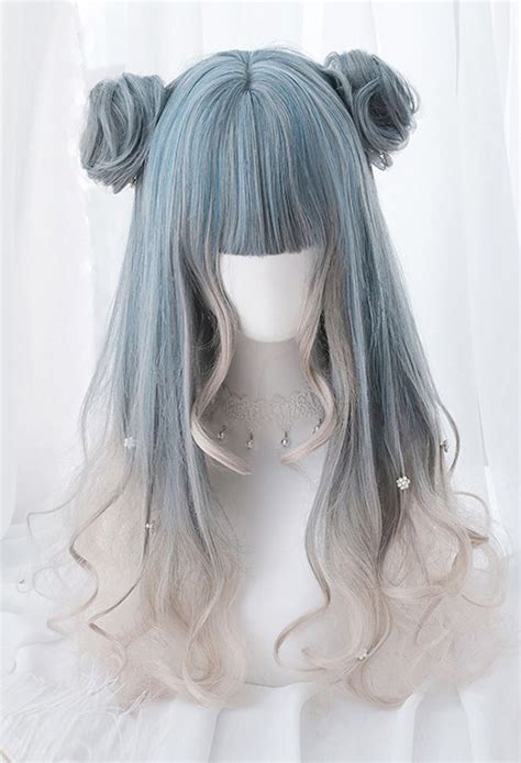 Elf Girl Long Wavy Curly Cosplay Wig With Bangs Harajuku Wigs Long