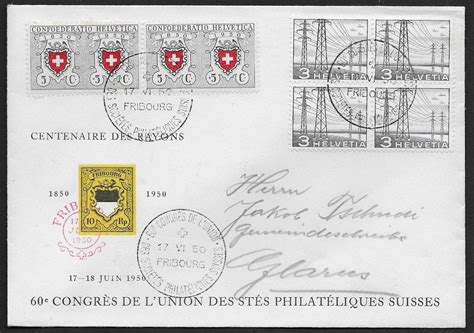 1950 Sonderbrief Stempel Fribourg Frankatur Attraktiv Ab 1 Kaufen