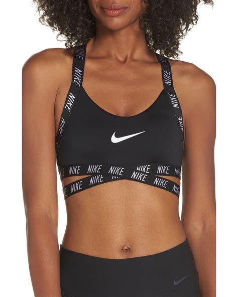 Nike Dri Fit Indy Logo Sports Bra In Black Lyst