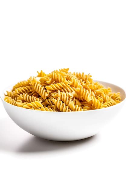 Premium Photo Raw Pasta Fusilli In A Bowl On Dark Wooden Background