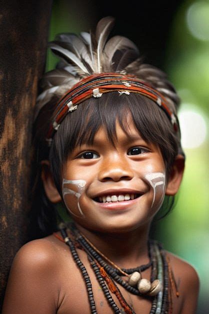 Premium Photo Portrait Of An Indigenous Brazilian Boy With Indigenous